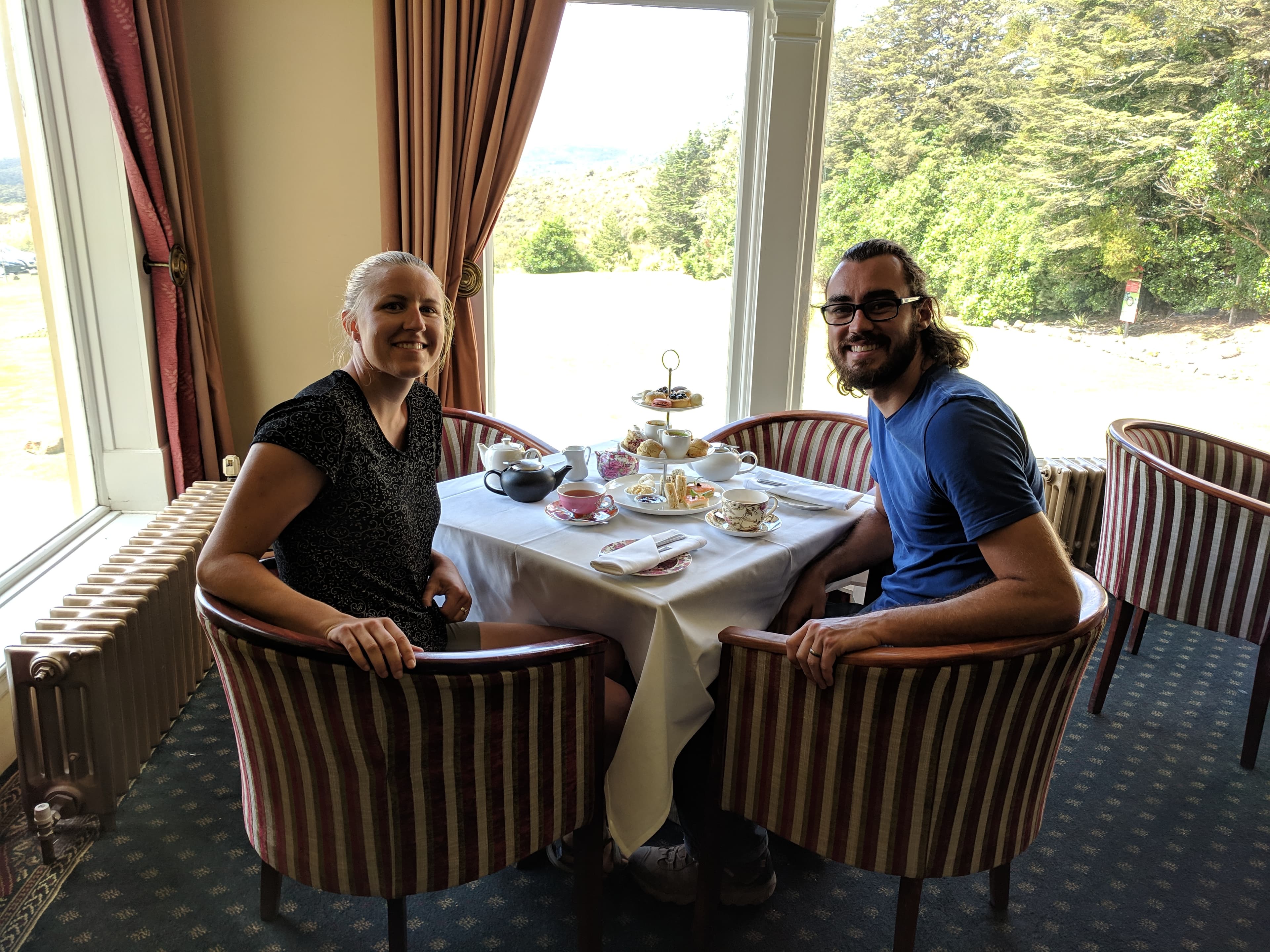 Lauren and Gerrod enjoying Chateau Tongariro High Tea