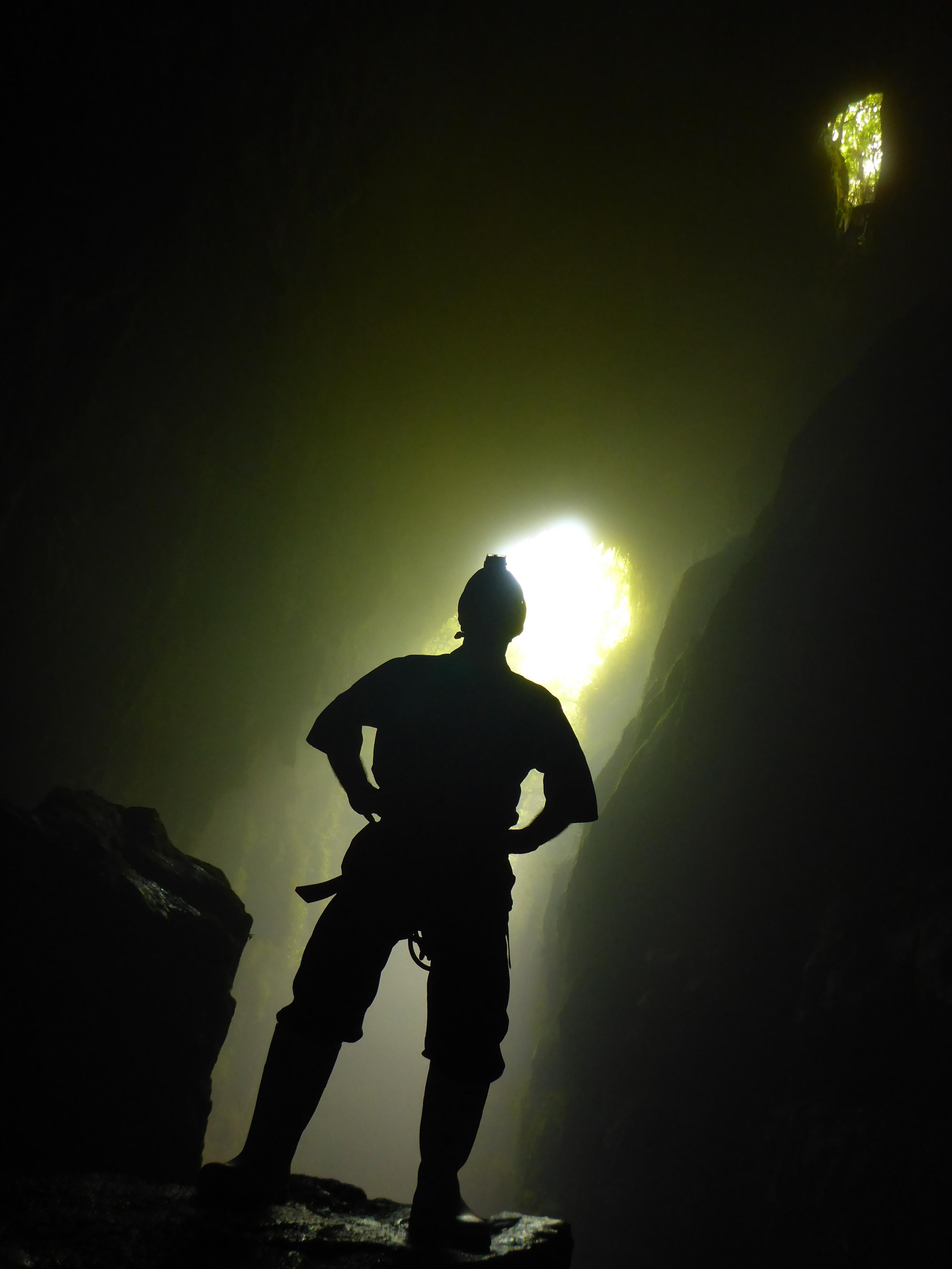 Lauren's silhouette in Waitomo Caves