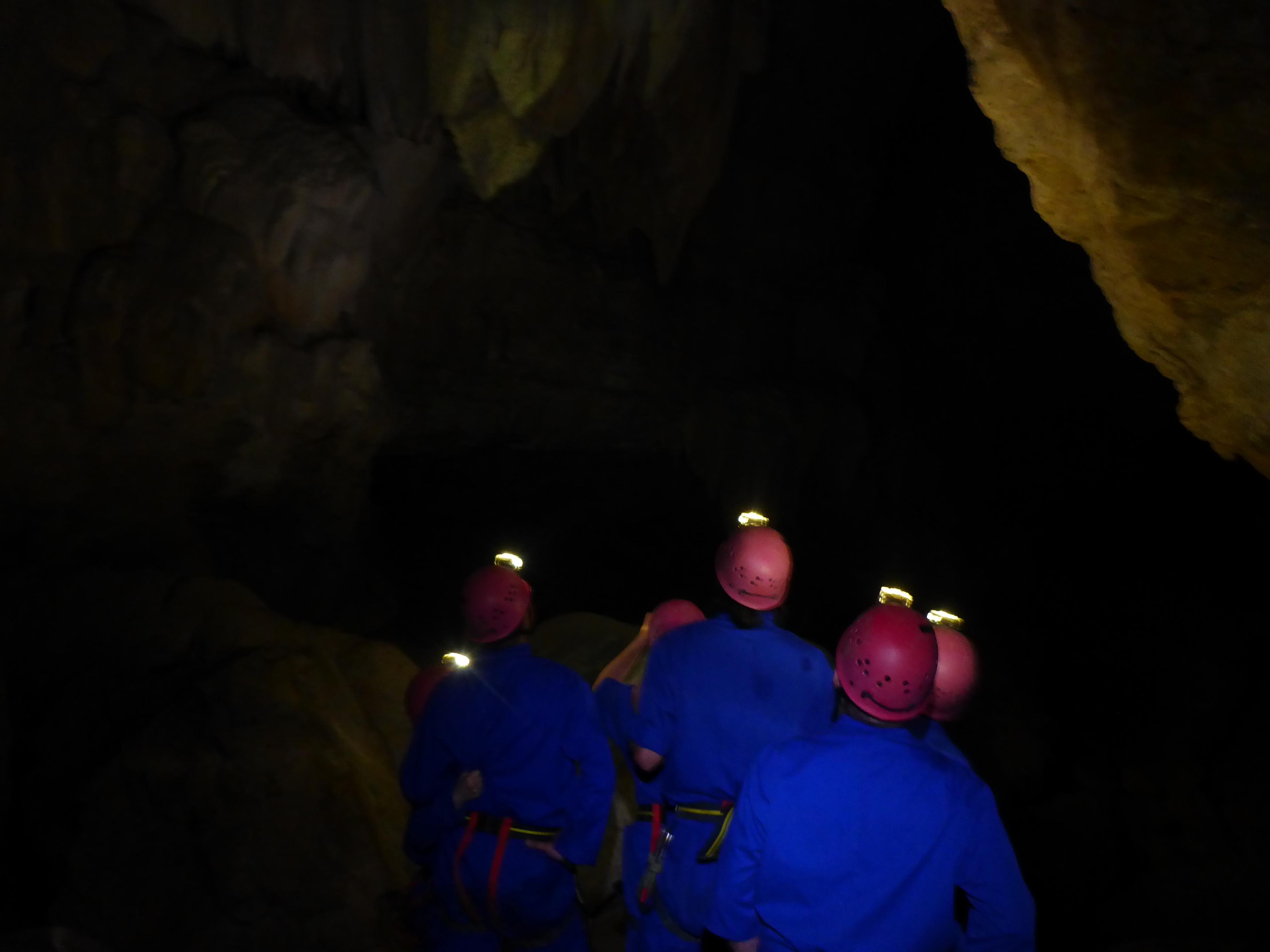 The group marveling at Waitomo Caves