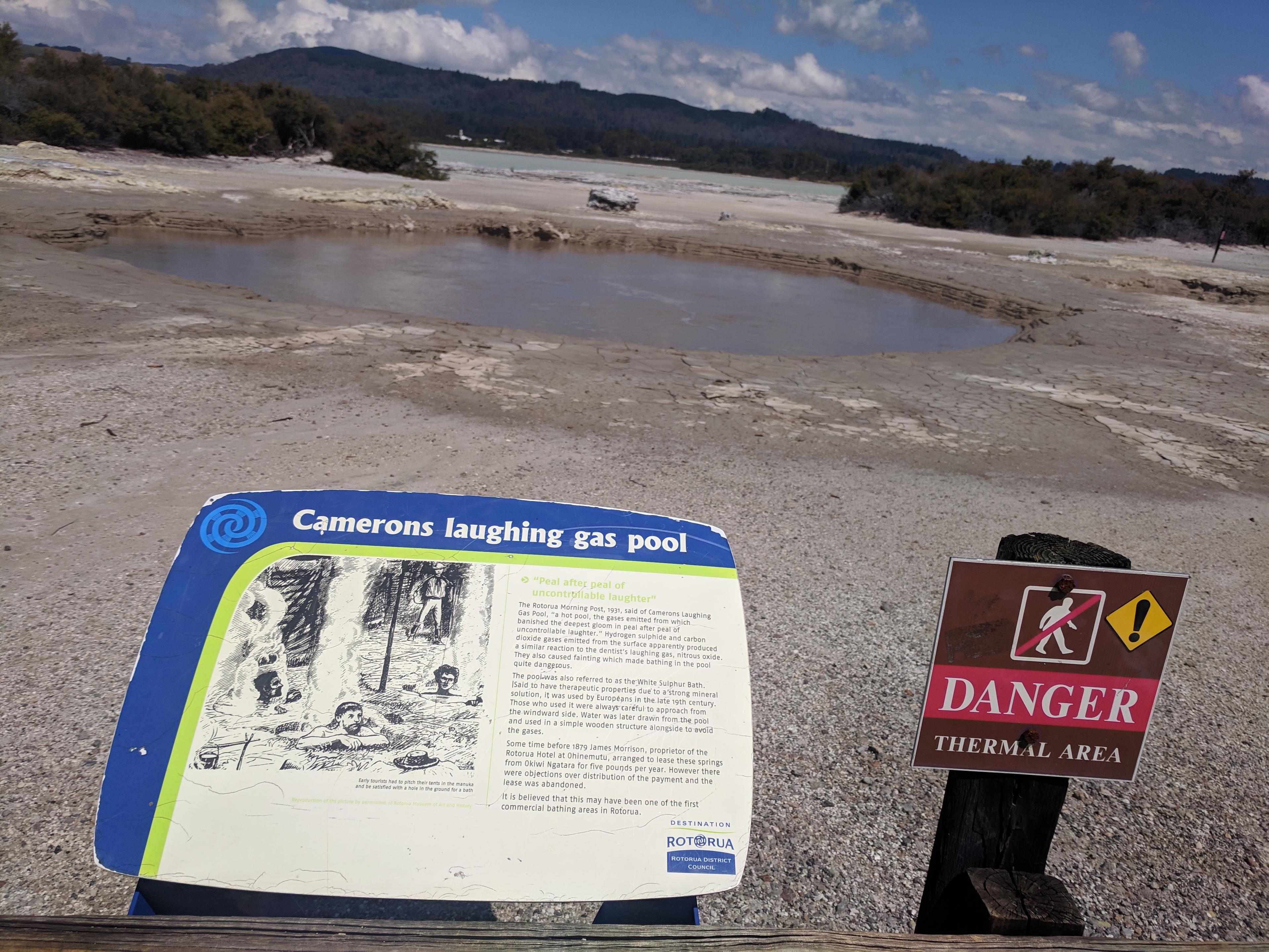 Laughing gas sulfur pool in Rotorua