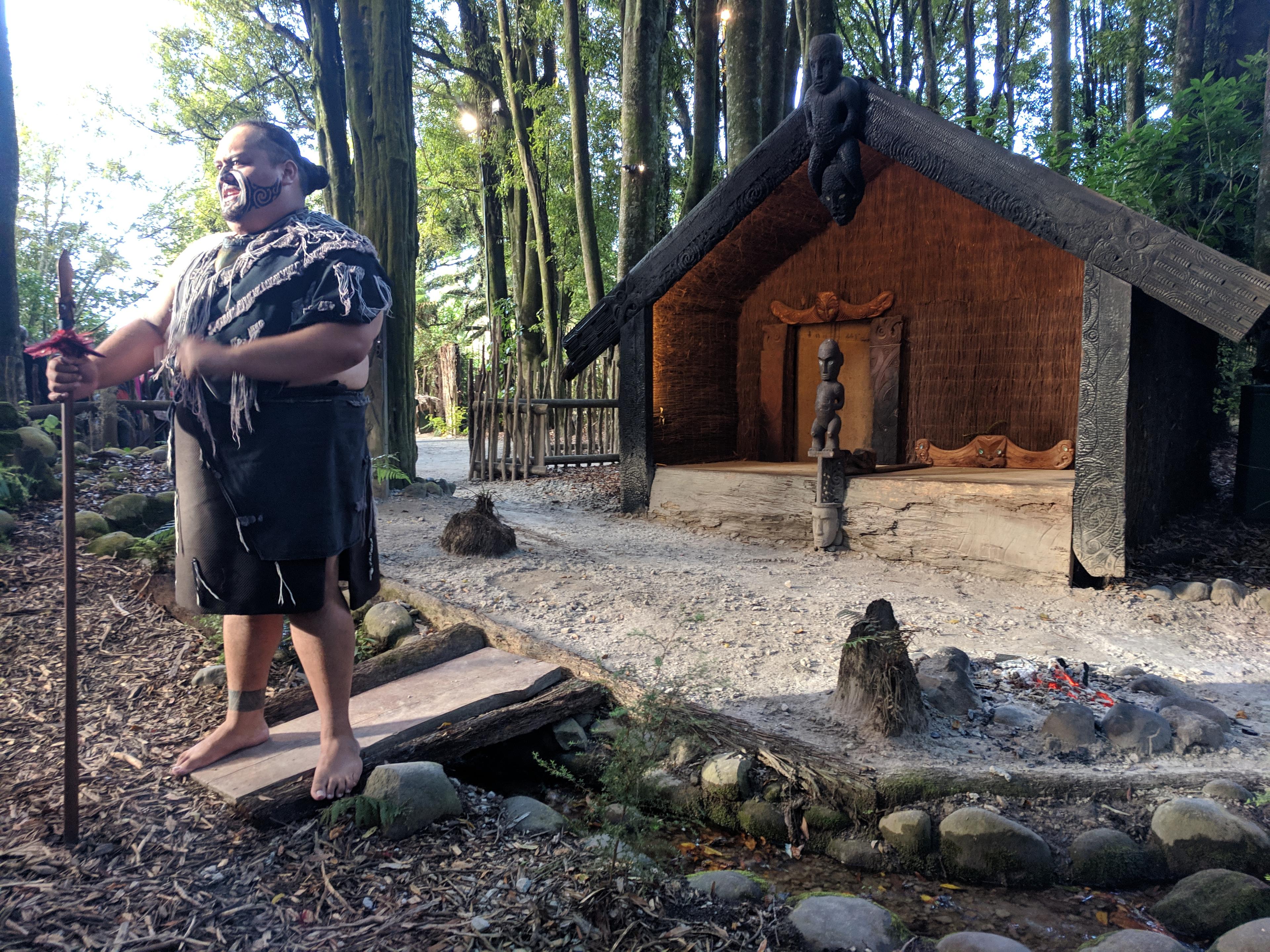 Learning about tattoos at Tamaki Maori Village