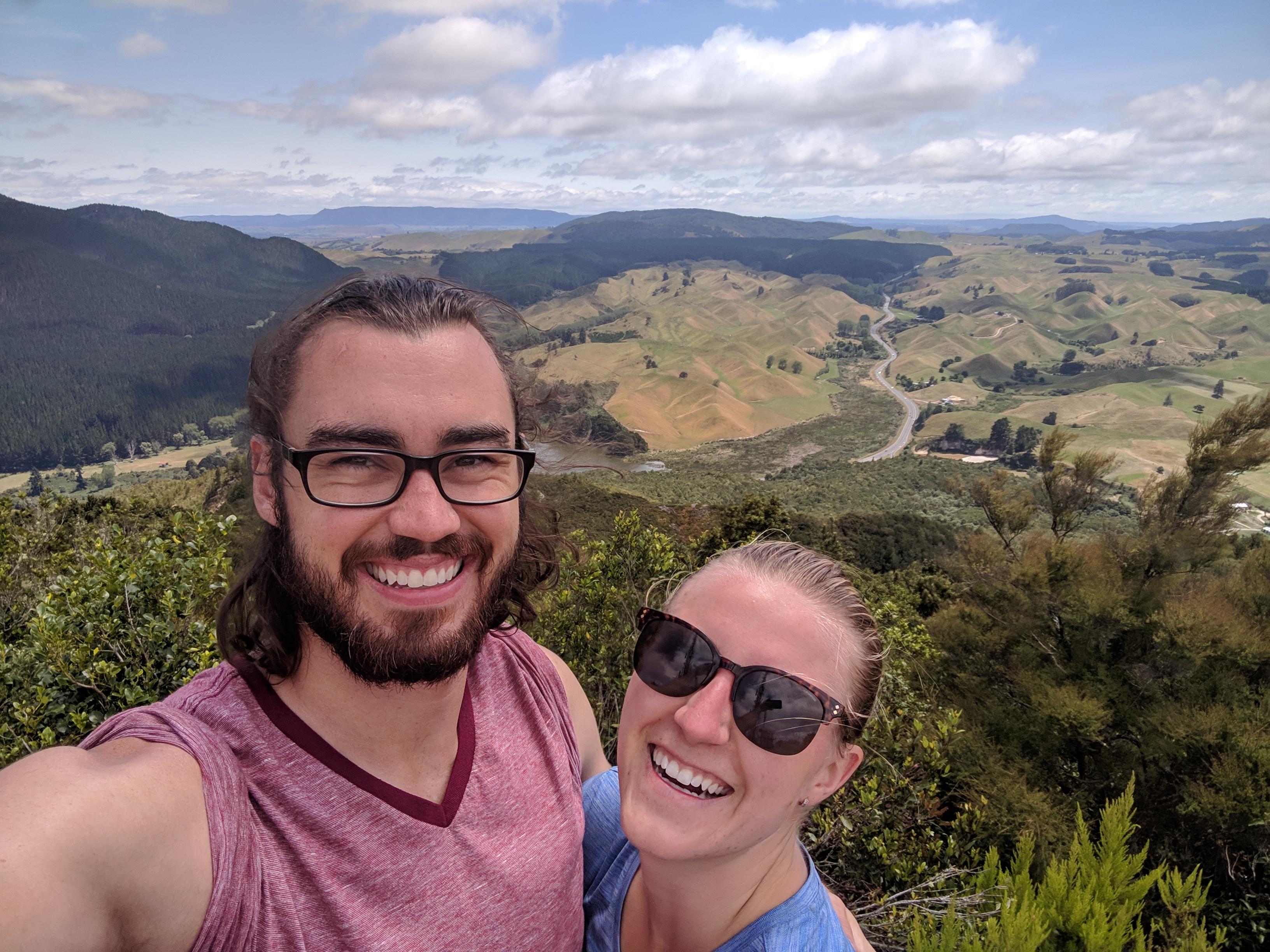 Gerrod and Lauren enjoying the view at Rainbow Mountain Reserve